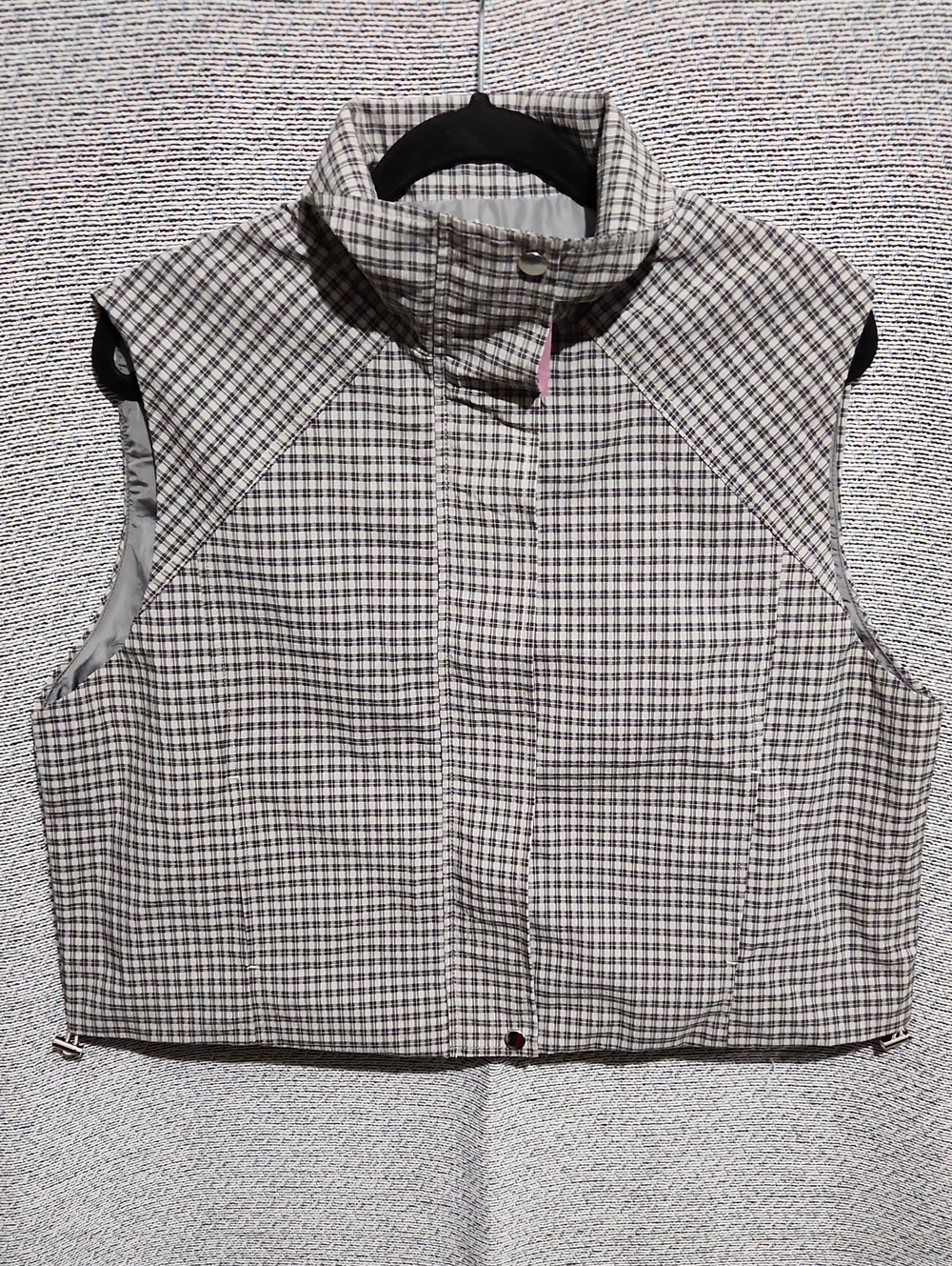 PrettyLittleThing Shades of Gray Plaid Sleeveless Cinch Waist Vest